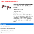 thumbnail image 2 of Front and Rear Brake Pad and Rotor Kit - Compatible with 2011 - 2017 CT200h 2012 2013 2014 2015 2016, 2 of 2