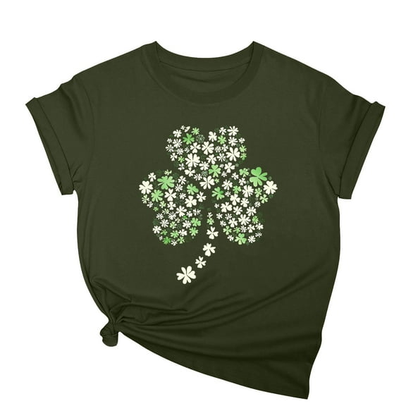 St. Patrick's Day T Shirts for Women Irish Cute Shamrock Graphic T Shirts Funny Short Sleeve Crew Neck Holiday Print Tee Tops