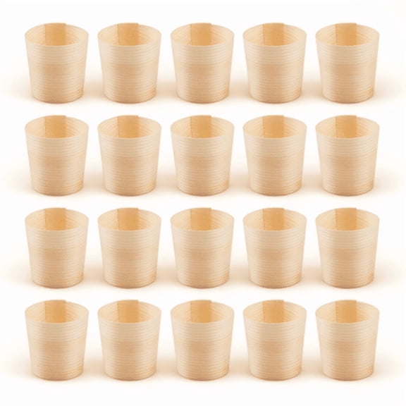 MERRYHAPY 20 Count Disposable Wooden Cups Light Yellow, Material for Home and Party Use