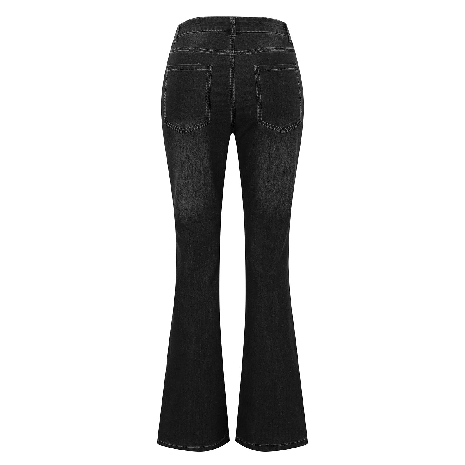 ZHOGXU Women's Flared Jeans With Pocket High Waisted Ripped