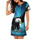 thumbnail image 2 of Balery Night Sky Forest Bald Eagle Camisón de manga corta con cuello redondo para mujer, cómodo y elegante., 2 of 6