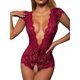 thumbnail image 1 of Body de lencería de encaje floral para mujer con ribete festoneado de una pieza Rojo vino Chica Rojo vino Chica Xishao ropa, 1 of 2