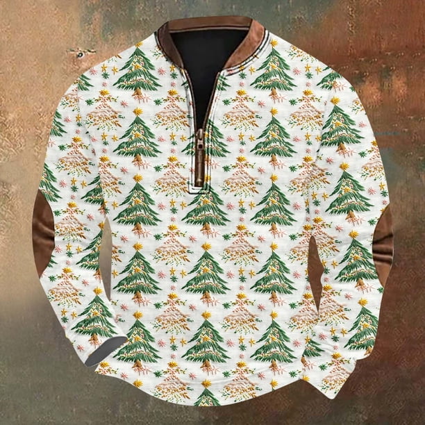 Blusas y camisas de manga larga con cuello redondo Sudadera con capucha de cuello redondo para hombre Jersey estampado Top de manga larga Blusa de poliéster para hombre