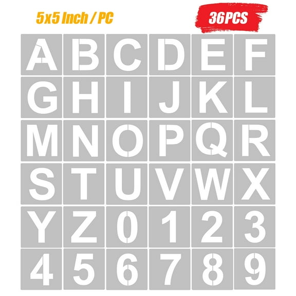 Stencils,Letter And Number Reusable Stencils 36pcs 5 Inch Templates On Wood And Number Stencils Inch Letter And On Wood Fabric Stencils Reusable Stencils Wall Door Decor Wood Fabric Wall