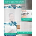 thumbnail image 4 of No Hook Shower Curtains with Snap in Liner, Teal Blue Turtle Coastal Fabric Shower Curtain, Vintage Stripe Botanical Beach Double Layers & See-Through Top Window Bathroom Curtains 72''x84'', 4 of 6