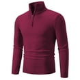 thumbnail image 2 of Suéter ajustado de moda de otoño e invierno para hombre, suéter de camisa de fondo de cadena medio abierta de color sólido, 2 of 6