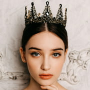AW BRIDAL Baroque Black Queen Crowns for Women Gothic Wedding Tiaras for Brides Crystal Princess Crown Birthday Crown Costume Party Hair Accessories