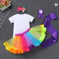 thumbnail image 5 of IBTOM CASTLE Toddler Baby Girl Unicorn 1st 2nd 3rd Birthday Outfit Romper + Rainbow Tutu Skirt + Headband + Sash + Badge 5PCS Princess Dress up Clothes Set for Cake Smash Photo Shoot, 5 of 8
