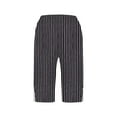 thumbnail image 3 of cocolona Capri Pants for Women Summer Vacation Beach Bermuda Shorts Fashion Striped Print Side Slit Button Cropped Pants Black XL, 3 of 5