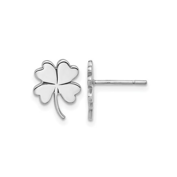 Gem & Harmony Sterling Silver Polished 4-Leaf Clover Post Earrings for Women