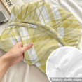 thumbnail image 4 of Twin Sze Fitted Sheet Set - Yellow Plaid 2 Piece Bedding Sets 16" Deep Pocket Fitted Sheet with 1 Pillowcase, White Stripes Modern Grids Geometric Brushed Microfiber Hotel Luxury Bed Sheets, 4 of 9