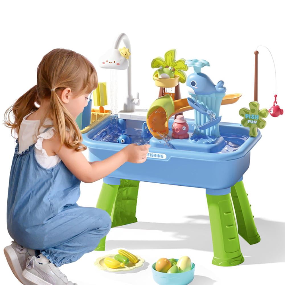 AGIUFGS Water Play Table with Faucet and Slides, Festive Holiday Designs, for Home Use