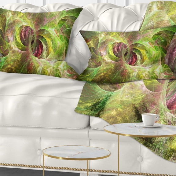 Designart Yellow Fractal Ornamental Glass - Abstract Throw Pillow - 12x20