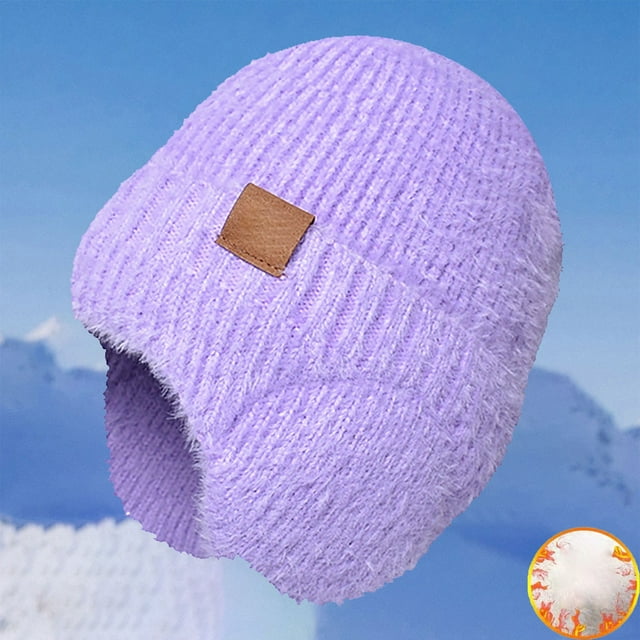 Harpily Winter Warm Hat Children's Plush Knitted Wool Hat Cold Proof Ear Cover Head Cap