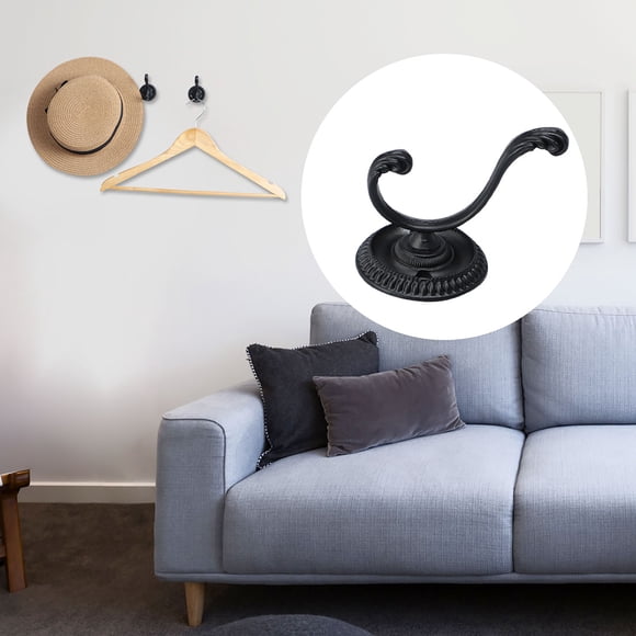 Ganchos de Pared de Aleación de Zinc Duales para Batas, Ganchos DIY para Armarios con Tornillos, Soporte de Almacenamiento para el Hogar, 5pcs, Negro