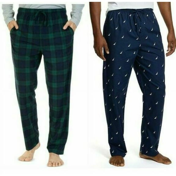 Nautica Men's Fleece Lounge Pajama Pants Sleepwear 2 Pack, Navy/Green XXL - NEW