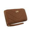 thumbnail image 3 of XOXO Women’s Cognac Vegan Leather Quilted Single Zip Wallet Clutch withWristlet, 3 of 5