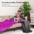 thumbnail image 3 of Winthome Warm Wearable Blanket with Sleeves for Adults Child Cozy Soft Sofa TV Throw Blanket with Hook and Loop Fastener Elastic Cuffs Purple 55''x67' Machine Washable, 3 of 7