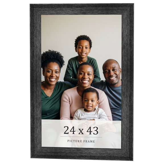 24x43 Frame Black Real Wood Picture Frame Width 1.5 inches | Interior Frame Depth 0.5 inches | Barn