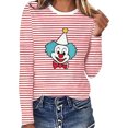 thumbnail image 1 of T-shirts à Manches Longues pour Femmes, Décontractés, à Rayures Imprimées, Manches Raglan, Col Ras du Cou, pour Usage Quotidien, Hauts Actifs à Manches Longues pour Femmes, 1 of 2