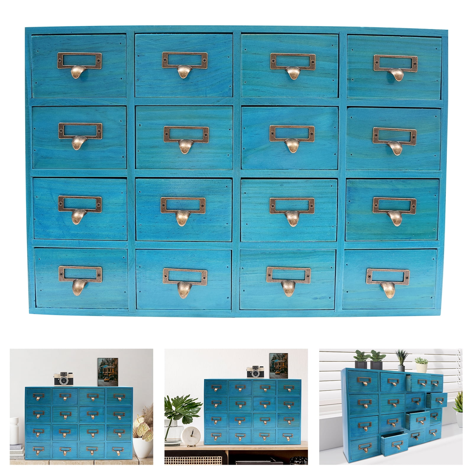16 Drawers Apothecary Cabinet, Apothecary Chests and Cabinets, Herb Storage Box, Wooden Desk Drawer Organizer