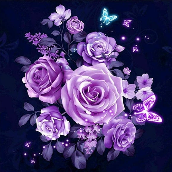 Diamond Painting DIY 5D Rose Flower Diamond Painting Cube Round Shape Full Drilled Diamond Paintings Kits Arts Craft for Room Wall Decoration