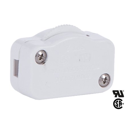 Cord Dimmer - B&P Lamp® White Hi-Low Inline Dimmer Switch For 18/2 Spt-1 Lamp Cord