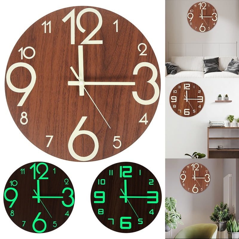 Willstar Luminous Wall Clock Number Quartz Glow In The Dark Night Light