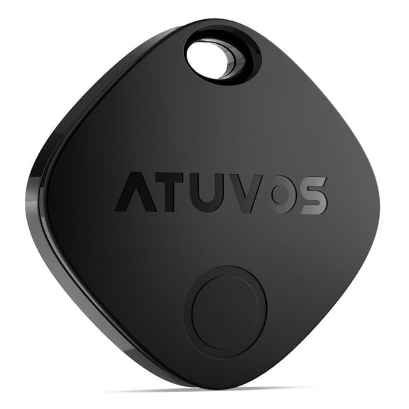 ATUVOS Smart Luggage Tracker Tag Black 1 Pack,Works with Apple Find My (iOS Only), Bluetooth Locator,Replaceable Battery,IP67 Waterproof