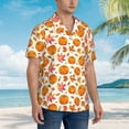 thumbnail image 2 of KLL Men's Hawaiian Shirt Short Sleeve Button Down Beach Shirts-Orange Autumn Leaves, 2 of 5