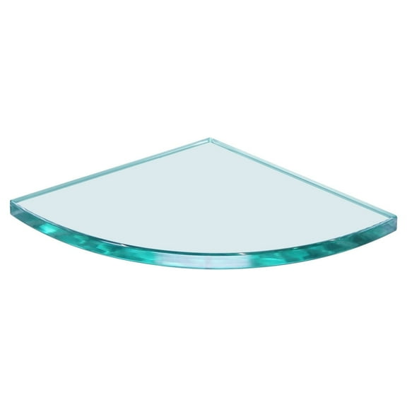 Dulles Glass 6" x 6" Quarter Round Floating Glass Shelf - Shelf Only - Tempered - 3/8" Thick - Flat Polished
