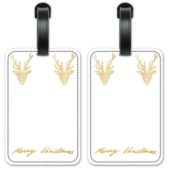 Gold Antlers - Luggage ID Tags / Suitcase Identification Cards - Set of 2
