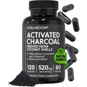 Vital+Boon Activated Charcoal Capsules for Stomach, Gas, and Bloating Relief, 120 Count