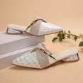 thumbnail image 6 of HomeDM Womens Low Block Heels Sandals Closed Pointy Toe Slip On Mules Sandals Dressy Pumps, White Size 5.5, 6 of 9