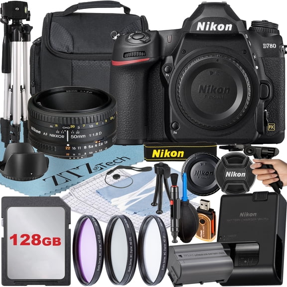 Nikon D780 DSLR Camera with AF NIKKOR 50mm f/1.8D Lens   128GB Memory Card   Case   UV Filter   ZeeTech Accessory Bundle (International Version)