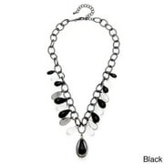 J&H Designs 6507/N/BLK Hematite-colored Chain Lucite Teardrop Necklace