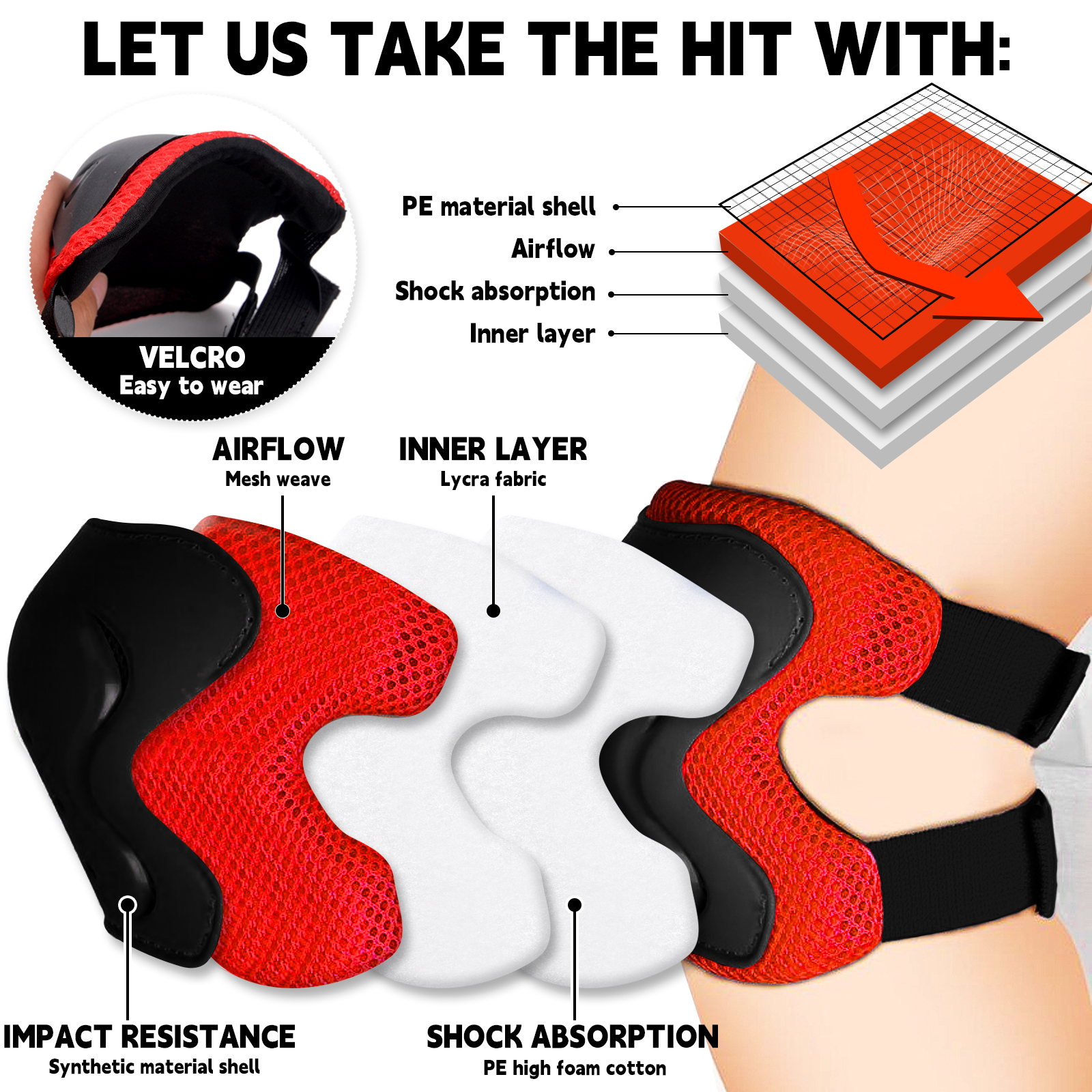 6 Pack Knee & Elbow Pads for Kids Youth Children Outdoor Activities  Guards Protective Gear Pad Set for Roller Skates Cycling BMX Bike Skateboard Inline Skating's Scooter Shaved Ice Riding Sports