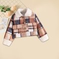 thumbnail image 5 of AherBiu Girls Fleece Winter Clothes Shackets Plaid Jacket Button Lapel Long Sleeve Thermal Warm Coats, 5 of 6