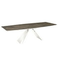 thumbnail image 1 of Talenti Casa STANZA dining table in brown marbled porcelain top on glass with polished stainless steel base., 1 of 3