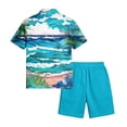 thumbnail image 6 of longantii Men's Outfits Relaxed Fit Button Tropical Print Shirts and Shorts Comfortable Short Sleeve Beach Tees and Shorts Summer Vacation Outfits Blue S, 6 of 6