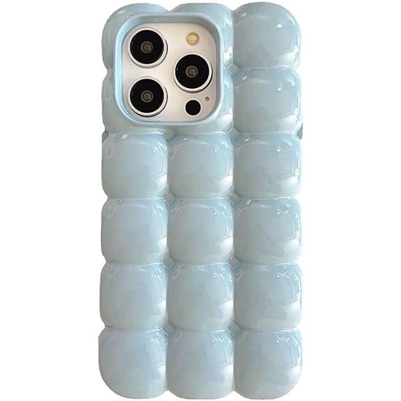 Case for iPhone 16 Pro Max,3D Cute Candy Egg Puffs Design Solid Color Soft Silicone Touch Protection Shockproof Girls Women Funny Phone Case for iPhone 16 Pro Max,6.9 inch 2024 (Blue)