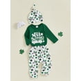 thumbnail image 4 of My First St. Patricks Day Baby Boy Girl Outfits Letter Print Long Sleeve Romper Long Pants Beanie Hat 3Pcs Cute Clothes Set, 4 of 8
