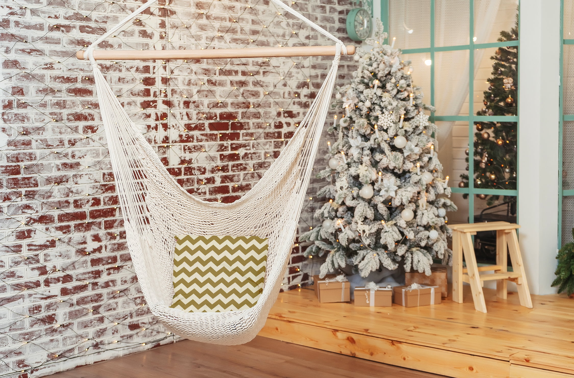 Simply Daisy Gold Colored Zig Zag Stripe Soft Spun Polyester Indoor/Outdoor Throw Pillow, 16" x 16"