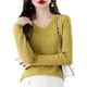 thumbnail image 5 of Suéter de mujer, jersey de manga larga, jersey de punto con cuello en V, suéter de moda para mujer, invierno 2022, ropa básica femenina, suéteres sólidos OL, 5 of 5
