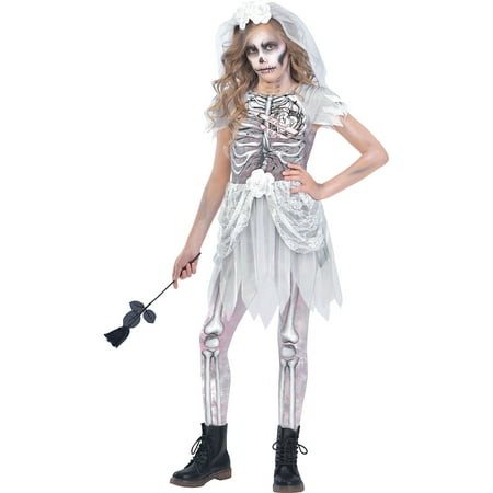 Skeleton Bride Costume for Girls, Large, with Included Accessories, by