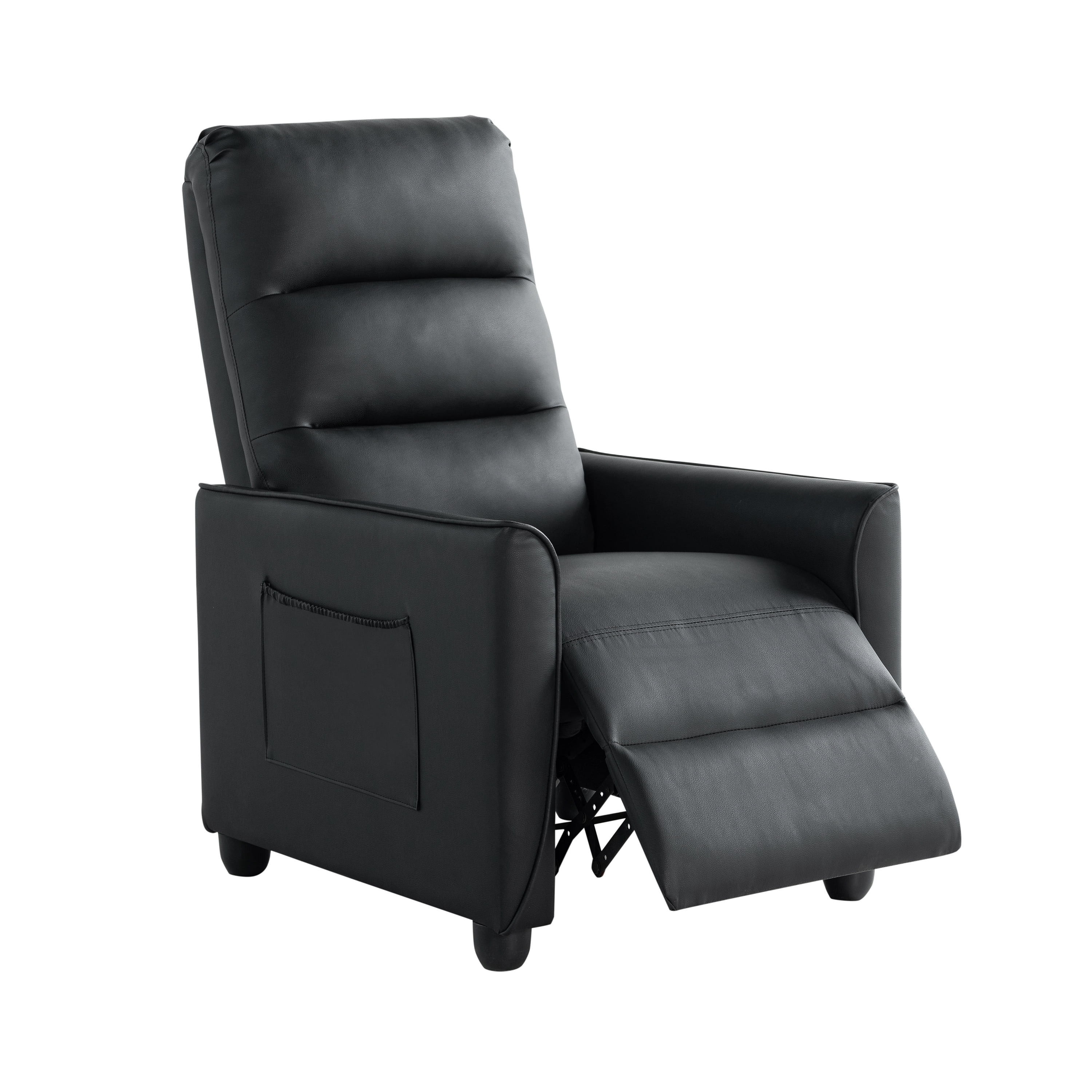 Relax A Lounger Morgan Modern Pushback Recliner, Black Faux Leather