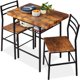 thumbnail image 1 of Songqin 3-Piece Modern Dining Set, Space Saving Dinette for Kitchen, Dining Room, Small Space w/Steel Frame, Built-in Storage Rack - Medium Brown/Black, 1 of 7