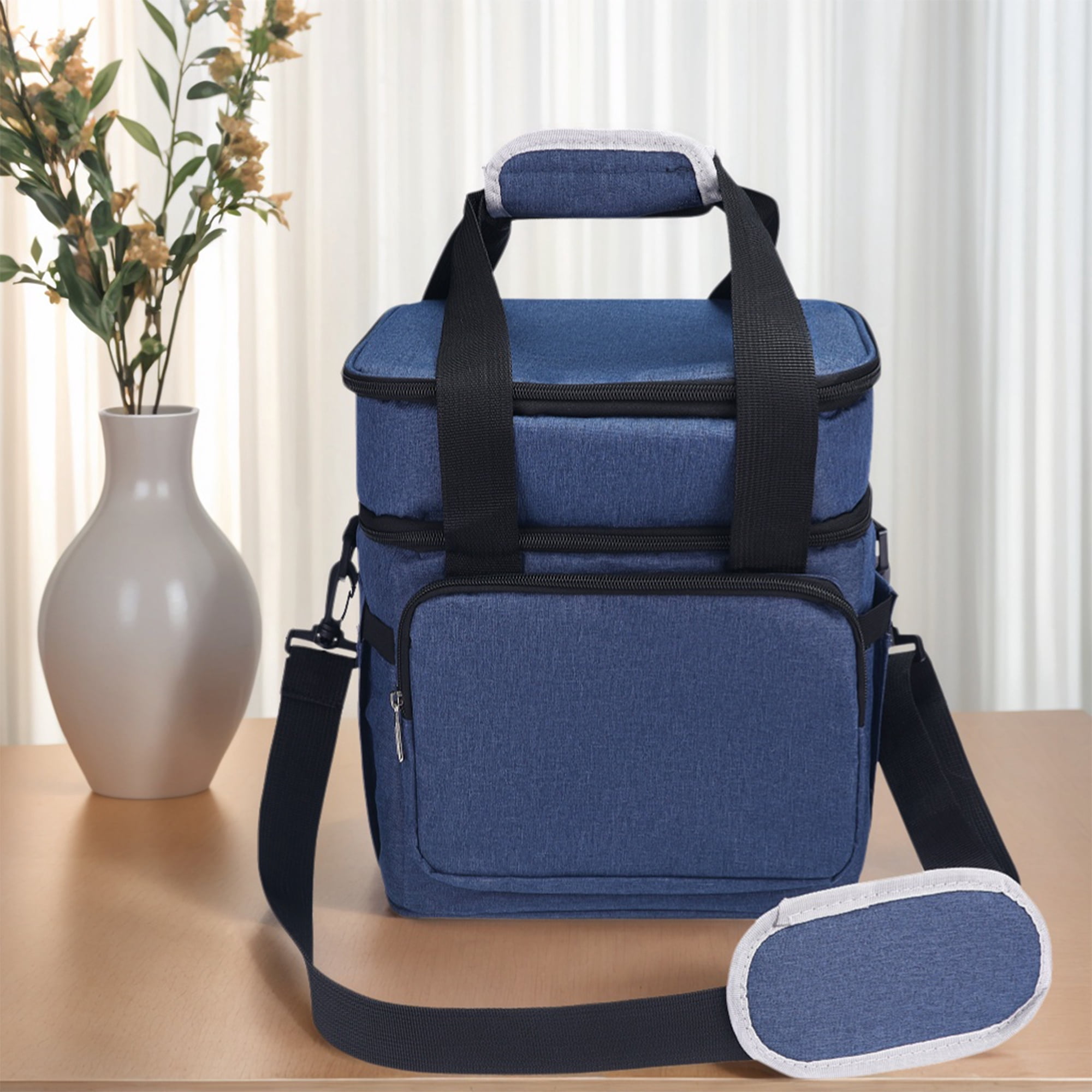 Unique Bargains Insulated Lunch Bag for Work, Office, Picnic Navy Blue