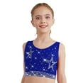 thumbnail image 3 of Nyeemya Kids Girls 2Pcs Shiny Rhinestones Dance Outfit Set Crop Top Shorts Set for Sports Yoga Gymnastics Blue Black 14, 3 of 6