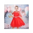 thumbnail image 4 of Sunny Fashion Flower Girls Dress Tulle Spaghetti Strap Pearl Belt Ruffle Hem Xmas Party Formal 3 Years, 4 of 8